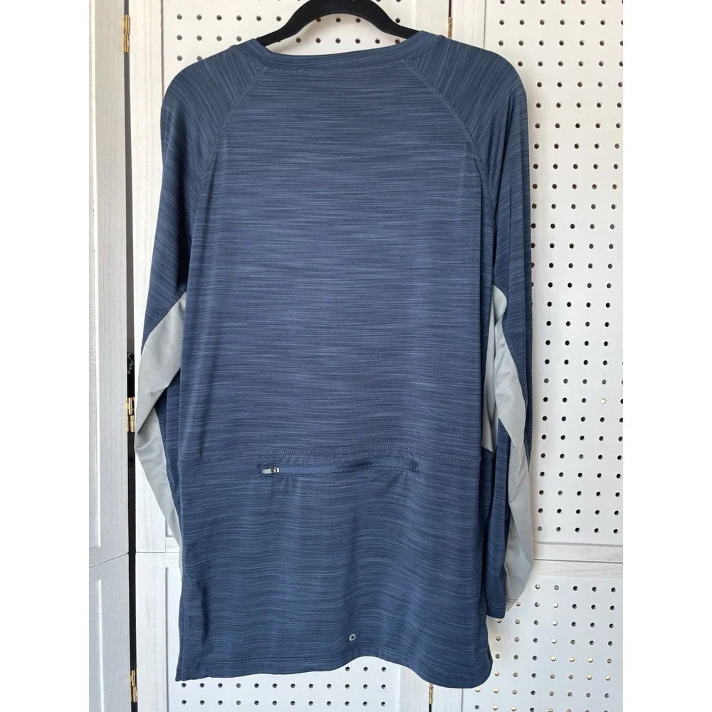 Hang Ten Long Sleeve Shirt UPF 50+ Men's Size L Back Zipper‎ Surfing Biking Blue